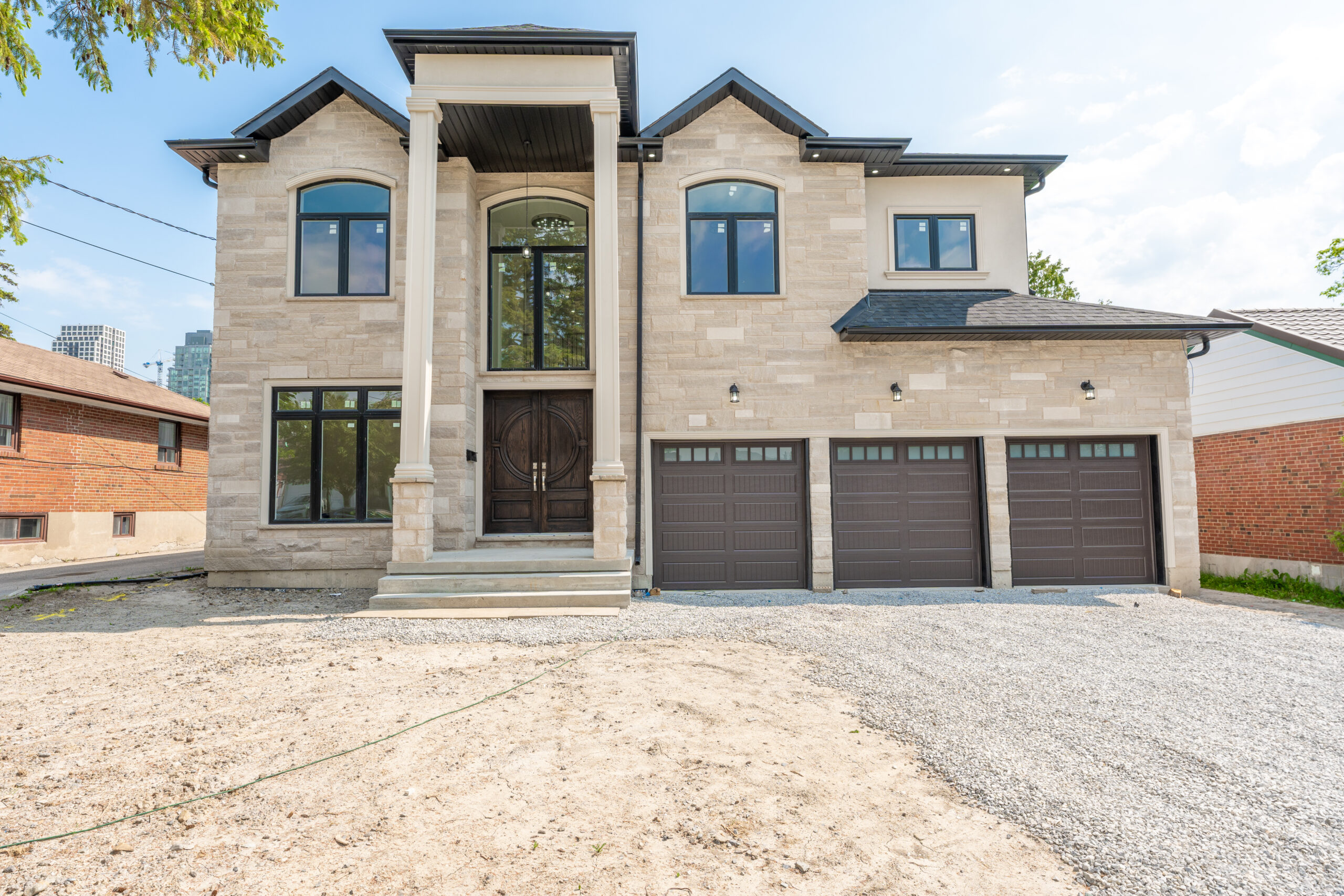 Custom built staircase in modern home in GTA