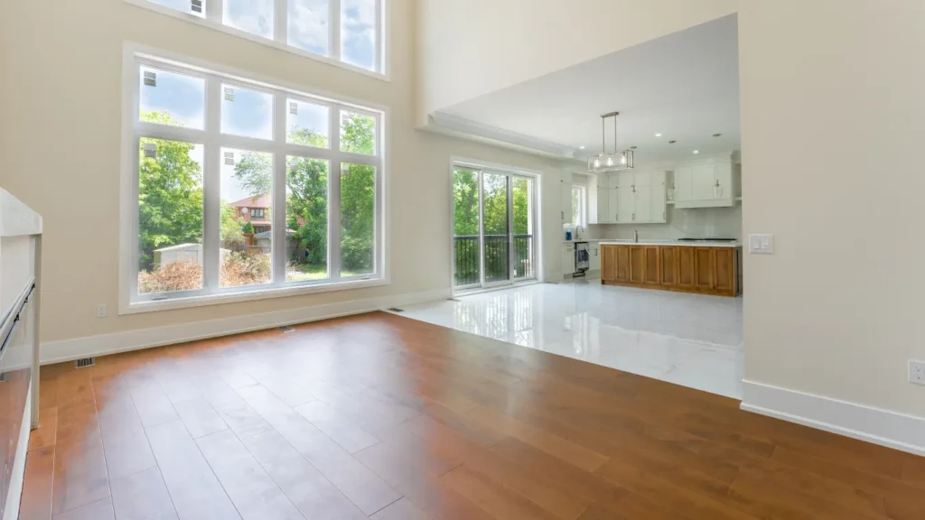 Custom home great room with floor-to-ceiling windows built by GrandBuild Homes in the GTA