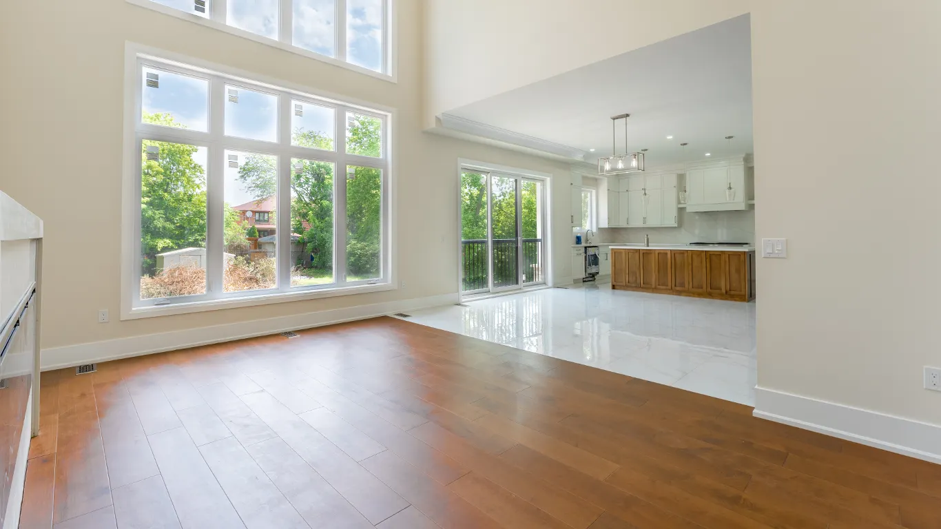 Custom home great room with floor-to-ceiling windows built by GrandBuild Homes in the GTA