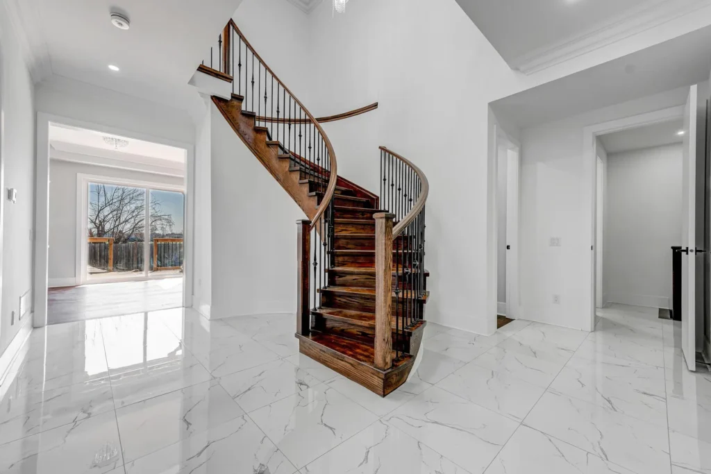Curved wood staircase, 3102 Bonaventure