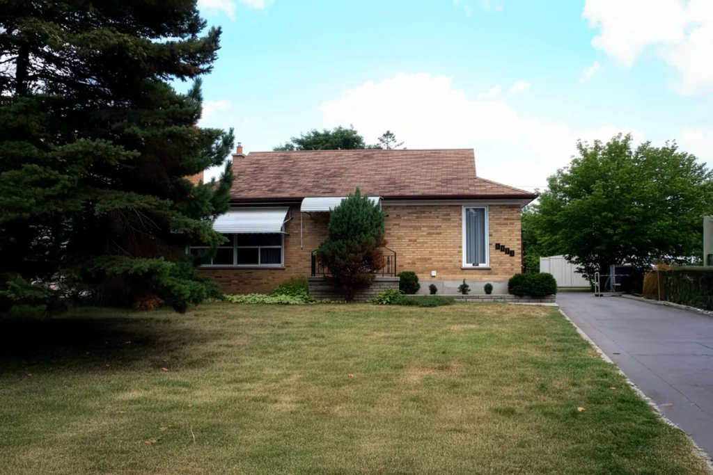 The original brick bungalow that stood on the Palgrave lot before demolition